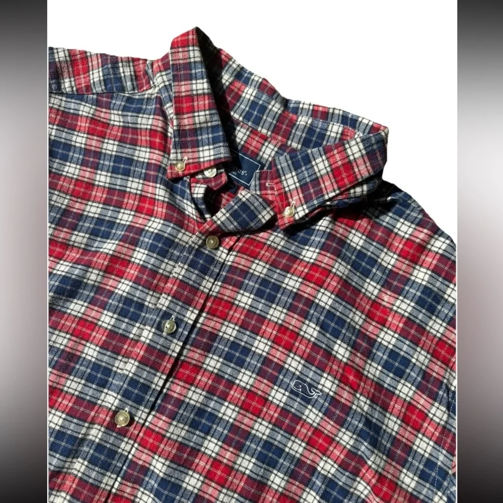Vineyard Vines Cotton Flannel Button Shirt Blue/Red/White Plaid; Men’s XXL - Picture 1 of 5